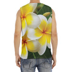 White And Yellow Plumeria Flower Print Men's Fitness Tank Top