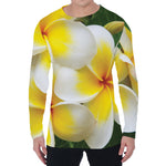 White And Yellow Plumeria Flower Print Men's Long Sleeve T-Shirt