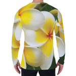 White And Yellow Plumeria Flower Print Men's Long Sleeve T-Shirt