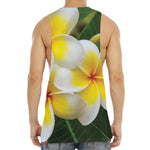 White And Yellow Plumeria Flower Print Men's Muscle Tank Top
