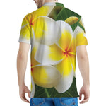 White And Yellow Plumeria Flower Print Men's Polo Shirt