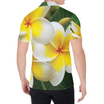 White And Yellow Plumeria Flower Print Men's Shirt