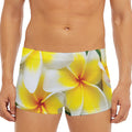 White And Yellow Plumeria Flower Print Men's Short Boxer Briefs