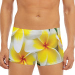 White And Yellow Plumeria Flower Print Men's Short Boxer Briefs