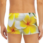 White And Yellow Plumeria Flower Print Men's Short Boxer Briefs