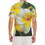 White And Yellow Plumeria Flower Print Men's Short Sleeve Rash Guard