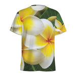 White And Yellow Plumeria Flower Print Men's Sports T-Shirt