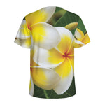 White And Yellow Plumeria Flower Print Men's Sports T-Shirt