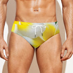 White And Yellow Plumeria Flower Print Men's Swim Briefs