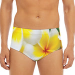 White And Yellow Plumeria Flower Print Men's Triangle Swim Briefs