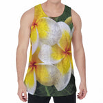 White And Yellow Plumeria Flower Print Men's Velvet Tank Top