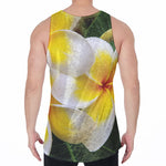 White And Yellow Plumeria Flower Print Men's Velvet Tank Top