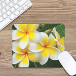 White And Yellow Plumeria Flower Print Mouse Pad