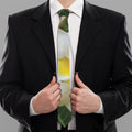 White And Yellow Plumeria Flower Print Necktie