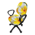 White And Yellow Plumeria Flower Print Office Chair Cover