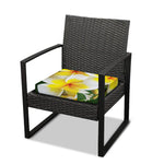 White And Yellow Plumeria Flower Print Outdoor Seat Cushion Cover