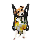 White And Yellow Plumeria Flower Print Pet Carrier Backpack