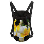 White And Yellow Plumeria Flower Print Pet Carrier Backpack