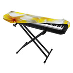 White And Yellow Plumeria Flower Print Piano Keyboard Cover