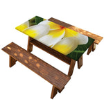 White And Yellow Plumeria Flower Print Picnic Table Cover