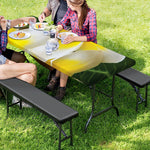 White And Yellow Plumeria Flower Print Picnic Table Cover