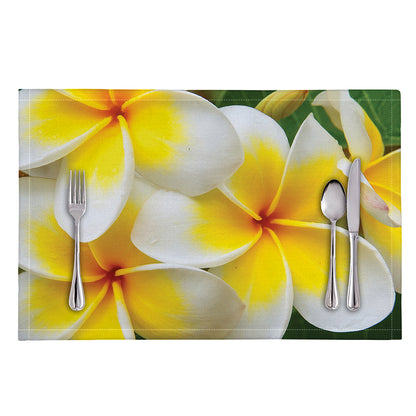 White And Yellow Plumeria Flower Print Placemat