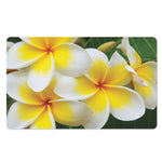 White And Yellow Plumeria Flower Print Polyester Doormat