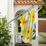 White And Yellow Plumeria Flower Print Polyester Flag