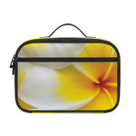 White And Yellow Plumeria Flower Print Portable Lunch Bag