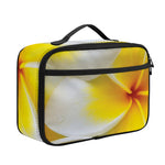 White And Yellow Plumeria Flower Print Portable Lunch Bag