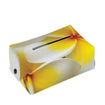 White And Yellow Plumeria Flower Print Rectangle Tissue Box Cover