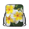 White And Yellow Plumeria Flower Print Rectangular Crossbody Bag