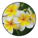 White And Yellow Plumeria Flower Print Round Floor Mat