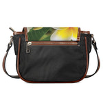 White And Yellow Plumeria Flower Print Saddle Bag