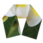 White And Yellow Plumeria Flower Print Scarf