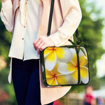 White And Yellow Plumeria Flower Print Shoulder Strap Bible Bag
