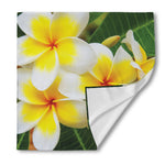 White And Yellow Plumeria Flower Print Silk Bandana