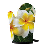 White And Yellow Plumeria Flower Print Single Oven Mitt