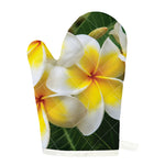 White And Yellow Plumeria Flower Print Single Oven Mitt