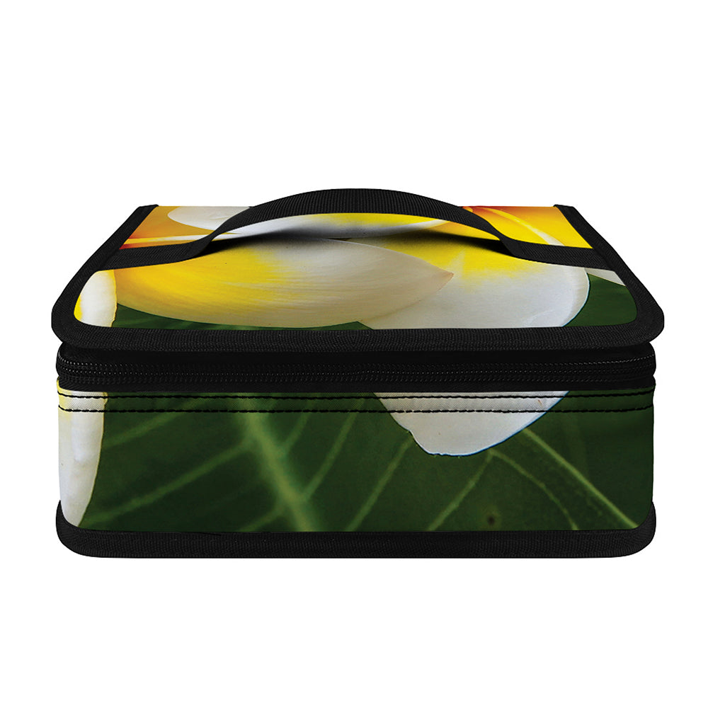 White And Yellow Plumeria Flower Print Small Lunch Bag