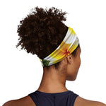 White And Yellow Plumeria Flower Print Sports Headband