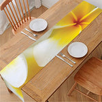 White And Yellow Plumeria Flower Print Table Runner