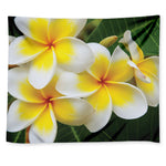 White And Yellow Plumeria Flower Print Tapestry