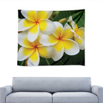 White And Yellow Plumeria Flower Print Tapestry