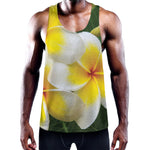 White And Yellow Plumeria Flower Print Training Tank Top