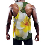 White And Yellow Plumeria Flower Print Training Tank Top