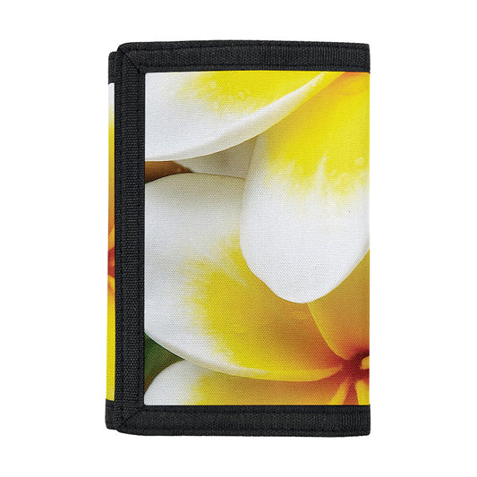 White And Yellow Plumeria Flower Print Trifold Wallet