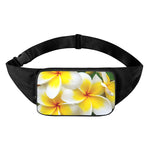 White And Yellow Plumeria Flower Print Waist Bag