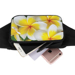 White And Yellow Plumeria Flower Print Waist Bag