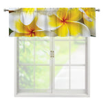 White And Yellow Plumeria Flower Print Window Valance